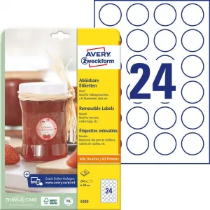Avery Zweckform Etikety kruhové 40mm Avery 10 hárkov biele
