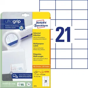 Avery Zweckform Etikety univerzálne 70x42,3mm Avery A4 25+5 hárkov