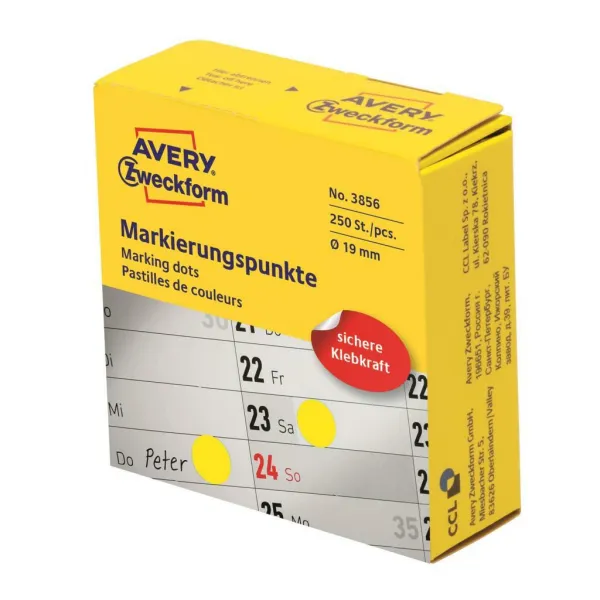 Avery Zweckform Etikety kruhové 19mm Avery žlté v dispenzore
