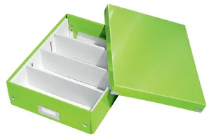 Stredná organizačná škatuľa Click & Store metalická zelená