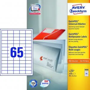 Avery Zweckform Etikety univerzálne 38x21,2mm Avery A4 100 hárkov