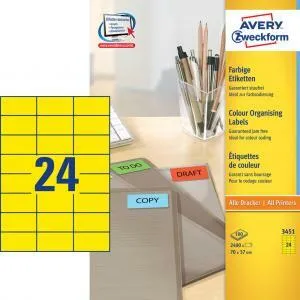 Avery Zweckform Etikety farebné 70x37mm Avery A4 100 hárkov žlté