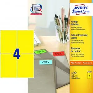 Avery Zweckform Etikety farebné 105x148mm Avery A4 100 hárkov žlté