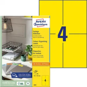 Avery Zweckform Etikety farebné 105x148mm Avery A4 100 hárkov žlté