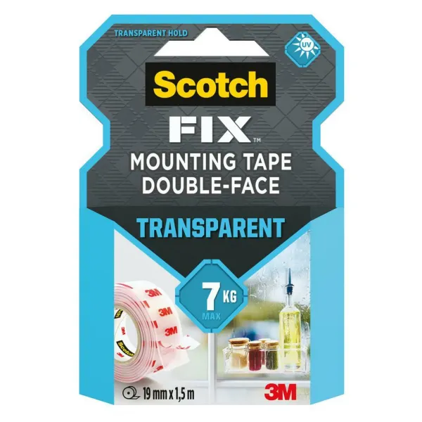 SCOTCH Montážna páska Scotch vodelodolná, UV odolná transparentná 19x1,5m
