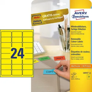 Avery Zweckform Etikety Avery odnímateľné 63,5x33,9 mm, žlté