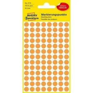 Avery Zweckform Etikety kruhové 8mm Avery neónovo oranžové