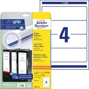 Avery Zweckform Etikety univerzálne na zakladače 61x192mm Avery A4 25+5 hárkov