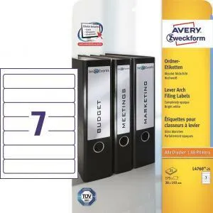 Avery Zweckform Etikety univerzálne na zakladače 38x192mm Avery A4 25+5 hárkov
