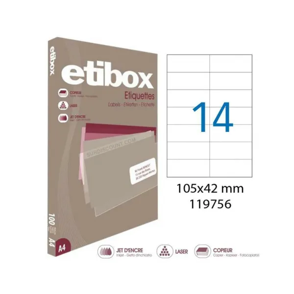 Agipa Etikety univerzálne 105x42,4mm Etibox A4 100 hárkov