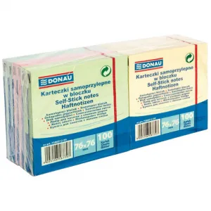 DONAU Bloček 76x76mm 4 farby 12 bločkov x 100 listkov