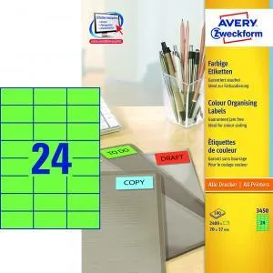 Avery Zweckform Etikety farebné 70x37mm Avery A4 100 hárkov zelené