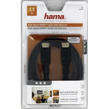 Hama HDMI kábel vidlica-vidlica, plochý, pozlátený, 3*, 1,5 m 85444290