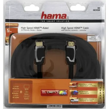 Hama HDMI kábel vidlica-vidlica, 5 m, pozlát., ferit. filtre, kovové vidlice, opletený,... 85444290