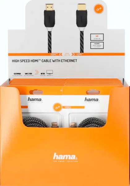 Hama HDMI kábel 4K, 1,5 m, pozlátený, opletený, blister/displej 85444290