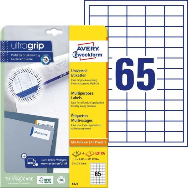 Avery Zweckform Etikety univerzálne 38x21,2mm Avery A4 25+5 hárkov