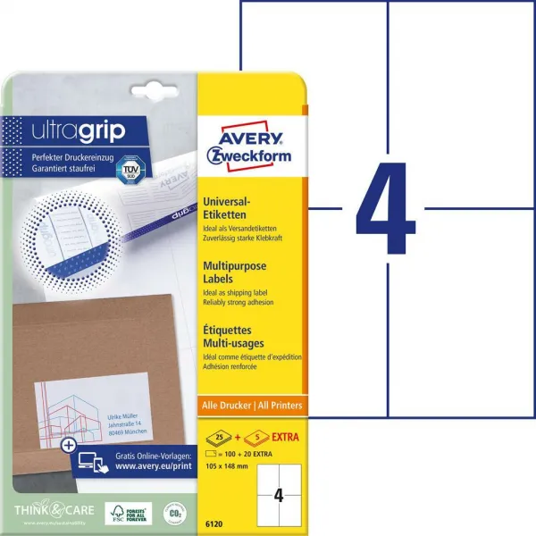 Avery Zweckform Etikety univerzálne 105x148mm Avery A4 25+5 hárkov