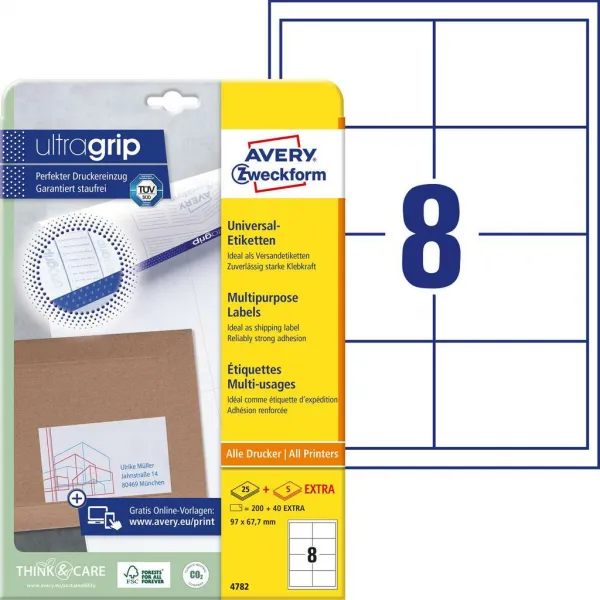Avery Zweckform Etikety univerzálne 97x67,7mm Avery A4 25+5 hárkov