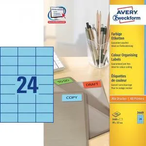 Avery Zweckform Etikety farebné 70x37mm Avery A4 100 hárkov modré