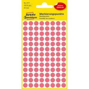Avery Zweckform Etikety kruhové 8mm Avery neónovo červené