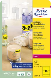Avery Zweckform Etikety Avery odnímateľné 99,1x38,1 mm neónové žlté