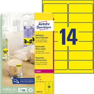 Avery Zweckform Etikety Avery odnímateľné 99,1x38,1 mm neónové žlté