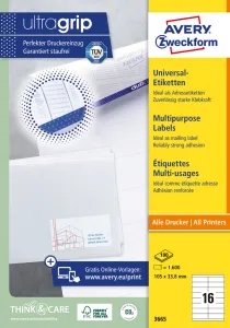 Avery Zweckform Etikety univerzálne 105x33,8 mm Avery A4 100 hárkov