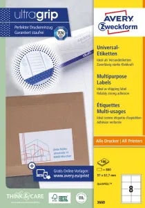 Avery Zweckform Etikety univerzálne 97x67,7mm Avery A4 100 hárkov