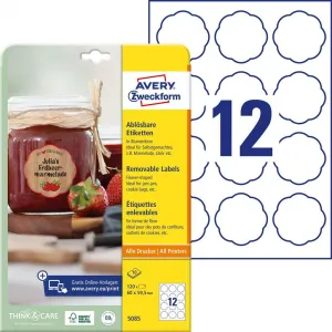 Avery Zweckform Etikety v tvare kvetu 60x59,5mm Avery 10 hárkov biele