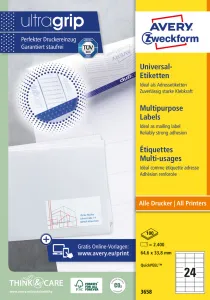 Avery Zweckform Etikety univerzálne 64,6x33,8mm Avery A4 100 hárkov