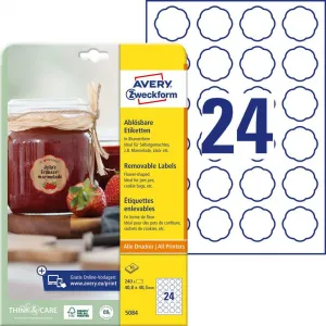 Avery Zweckform Etikety v tvare kvetu 40,8x40,3mm Avery 10 hárkov biele