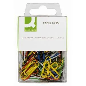 Spisové spony Q-CONNECT 26mm mix farieb 125ks