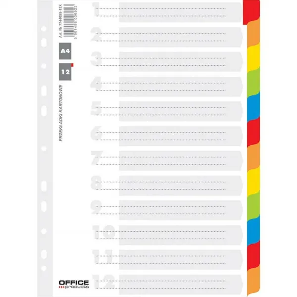 Kartónový rozraďovač Office Products 12-dielny biely