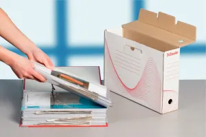 Archívny box Esselte 100mm biely/červený