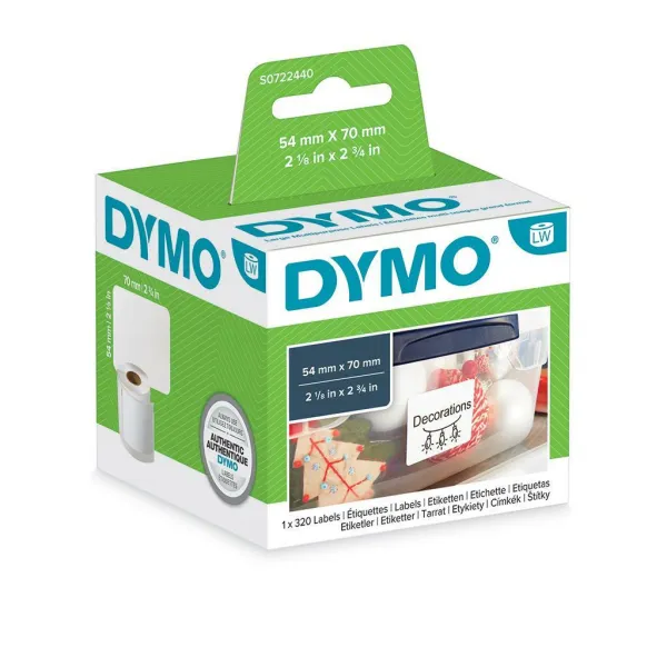 Dymo papierové štítky 70mm x 54mm, biele, na diskety, 320 ks, 99015, S0722440 99015