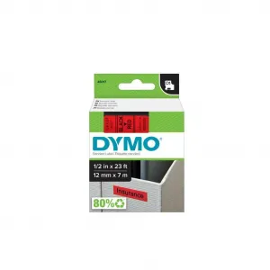 Dymo originál páska do tlačiarne štítkov, Dymo, 45017, S0720570, čierny tlač/červený podklad, 7m, 12mm, D1 45017
