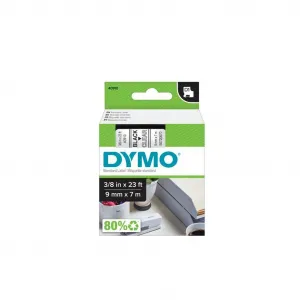 Dymo originál páska do tlačiarne štítkov, Dymo, 40910, S0720670, čierny tlač/transparentná podklad, 7m, 9mm, D1 40910