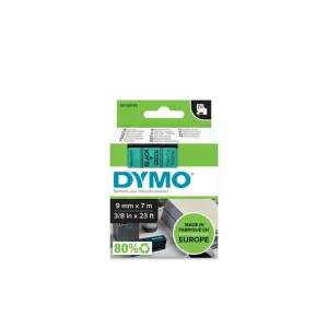 Dymo originál páska do tlačiarne štítkov, Dymo, 40919, S0720740, čierny tlač/zelený podklad, 7m, 9mm, D1 40919