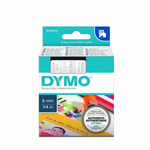 Dymo originál páska do tlačiarne štítkov, Dymo, 43610, S0720770, čierny tlač/priehľadný podklad, 7m, 6mm, D1 43610