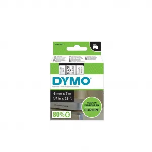 Dymo originál páska do tlačiarne štítkov, Dymo, 43610, S0720770, čierny tlač/priehľadný podklad, 7m, 6mm, D1 43610