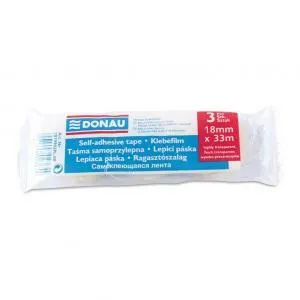 Lepiaca páska DONAU 18 mm x 33 m s dispenzorom 3ks