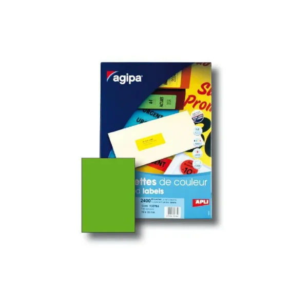 Agipa Etikety farebné 210x297mm APLI A4 100 hárkov fluo zelené