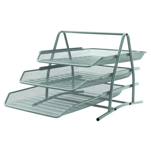 Q-CONNECT Drôtený stojan s 3 odkladačmi 350x275x278mm strieborný