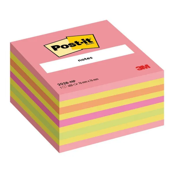 POST-IT Bloček kocka Post-it 76x76 neónová ružová mix (MM202810)