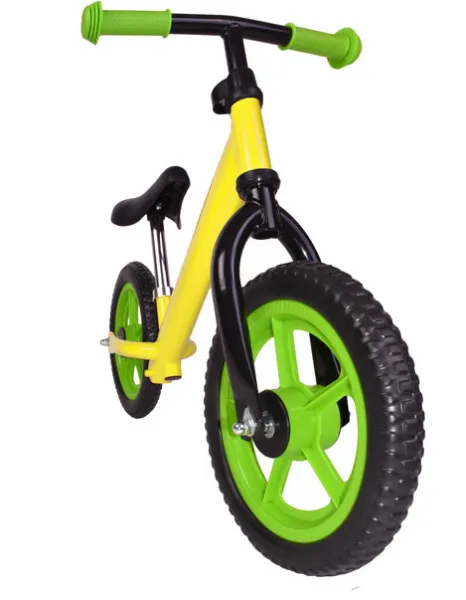 myRunbike Moje odrážadlo s menom - žlté so zelenými kolesami