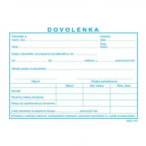 Igaz 012 Dovolenka BLOK A6 /100 list.