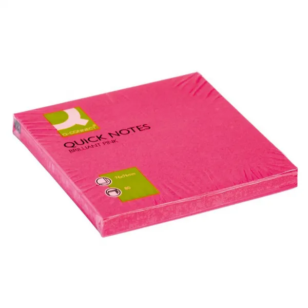 Bloček Q-CONNECT neónové 76x76mm ružové