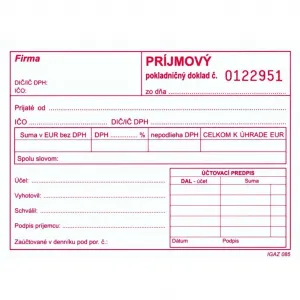 Igaz 310 Príjmový pokl.dokl. s DPH A6 číslov.samoprep.
