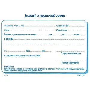 Igaz Žiadosť o pracovné voľno A6 100 listov