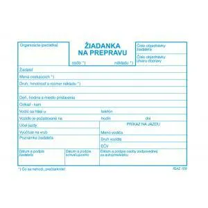 Igaz 109 Žiadanka na prepravu, A6, 100 listov